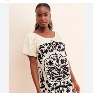 Free People Cream and Black Floral Dress